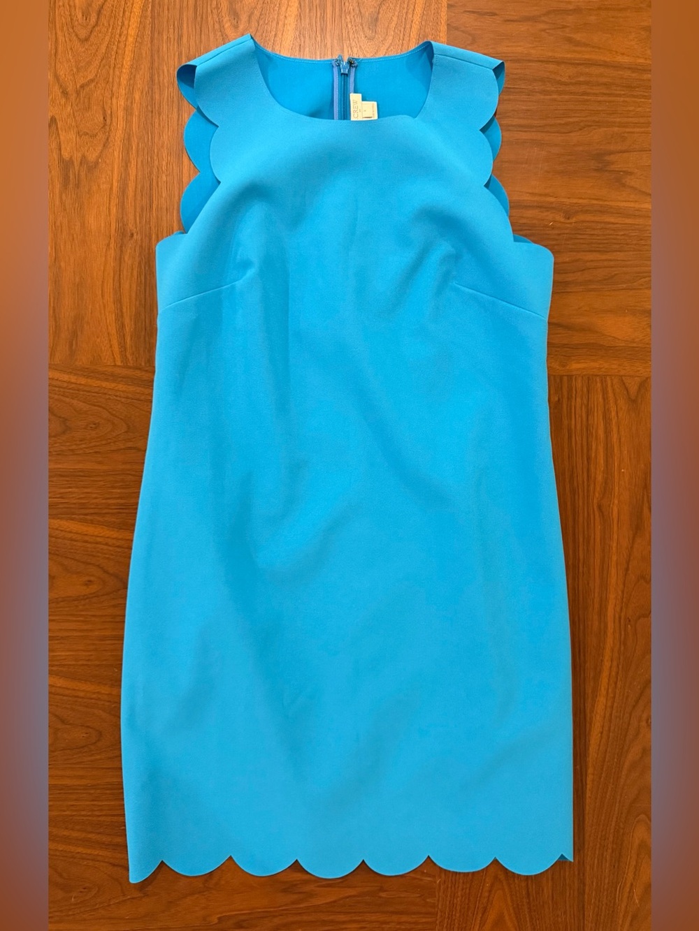 J. Crew Bright Turquoise Scallop Sheath Mini Dress Size 6